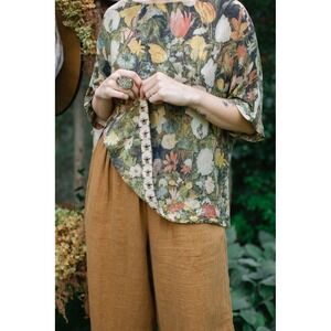 Market of Stars I Dream In Flowers Tunic Floral Print Top Size L/XL Bamboo